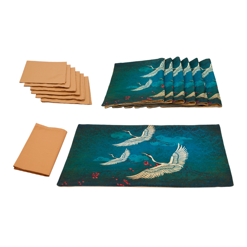 Legend of the Cranes Table Mat & Napkin Set 