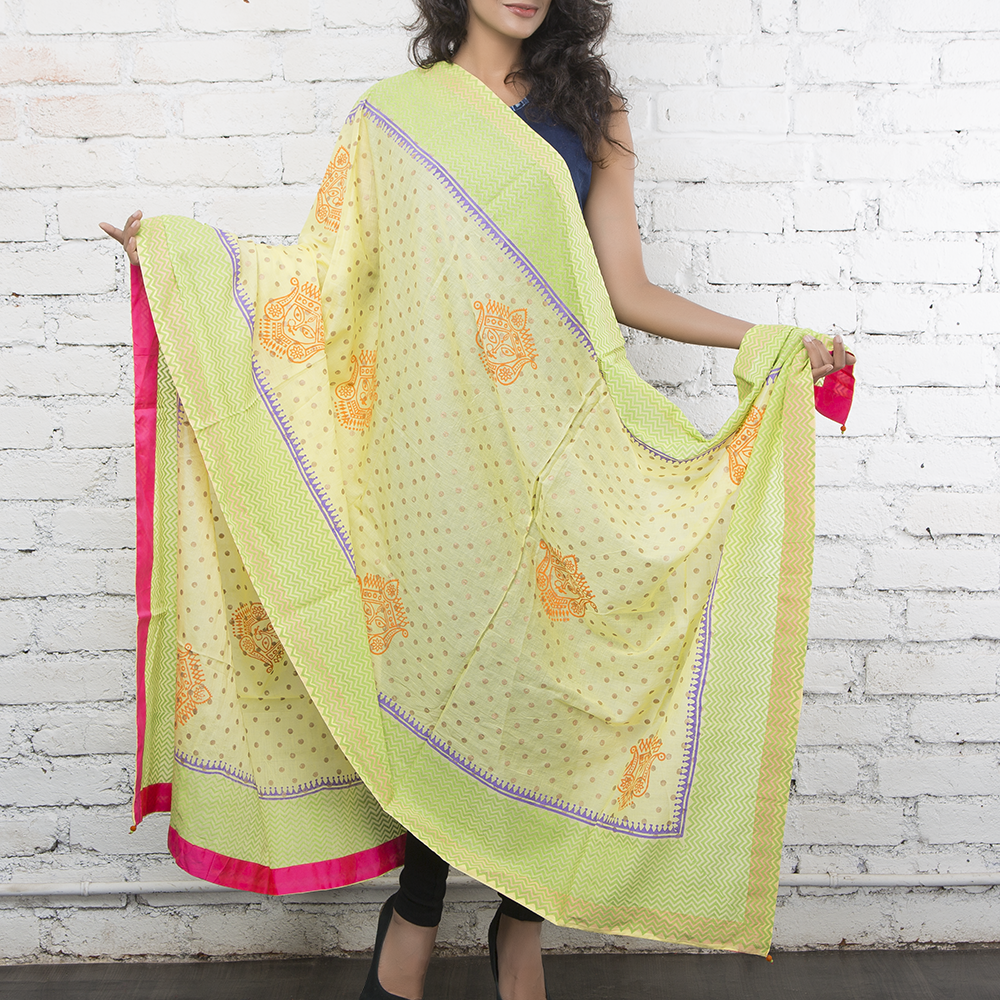 Durga Mal Handblock printed Dupatta