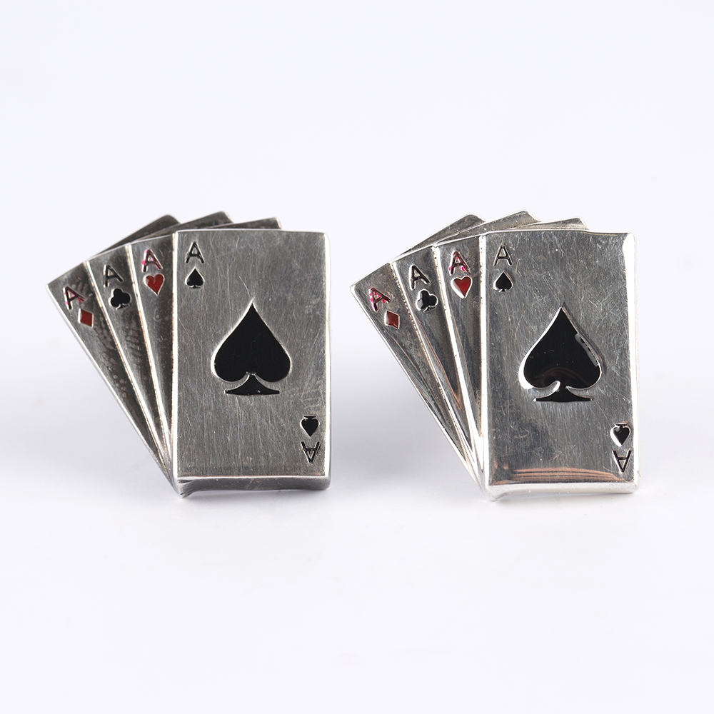 Poker Cards Silver Cufflinks