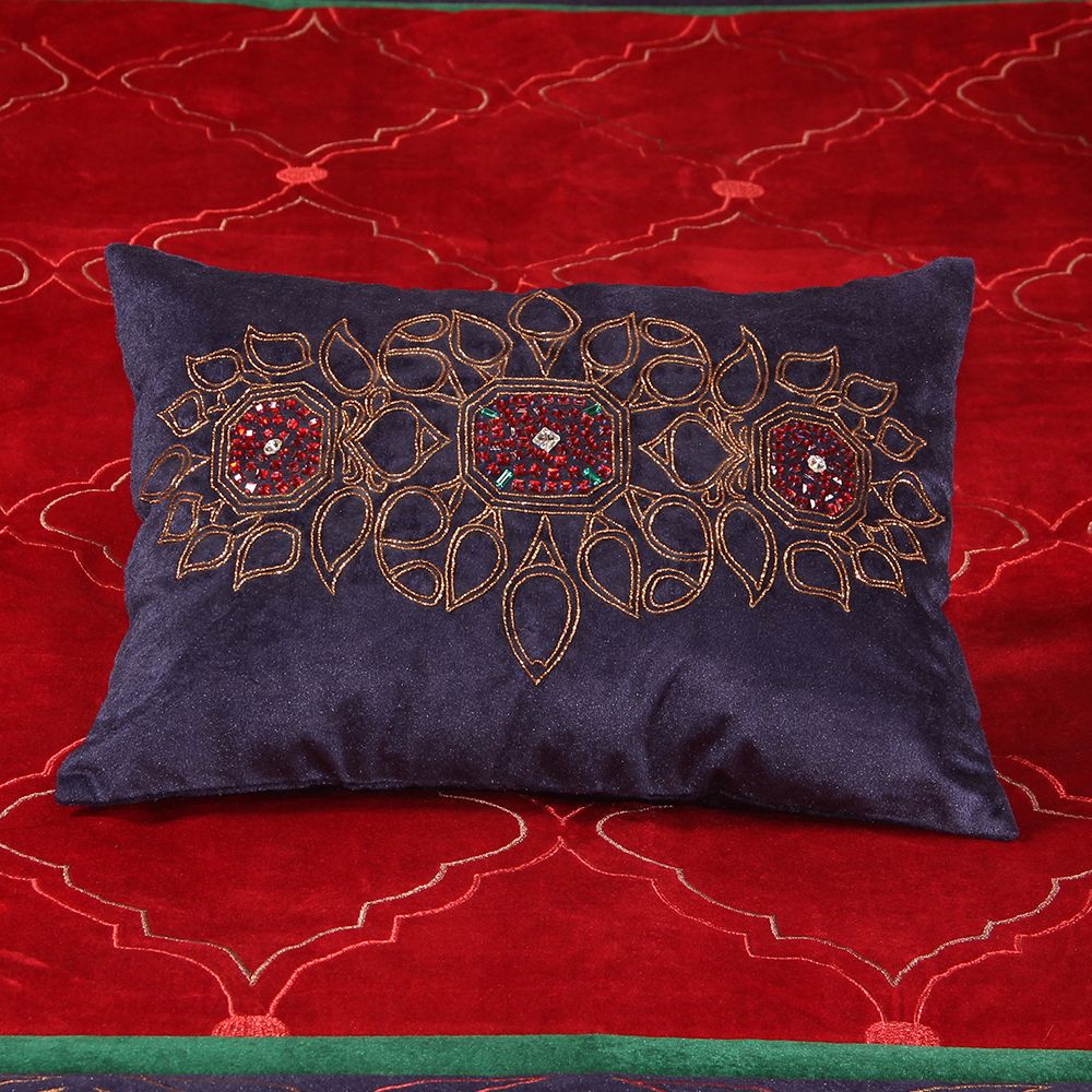 Beauteous Zardosi  Stone work cushion cover