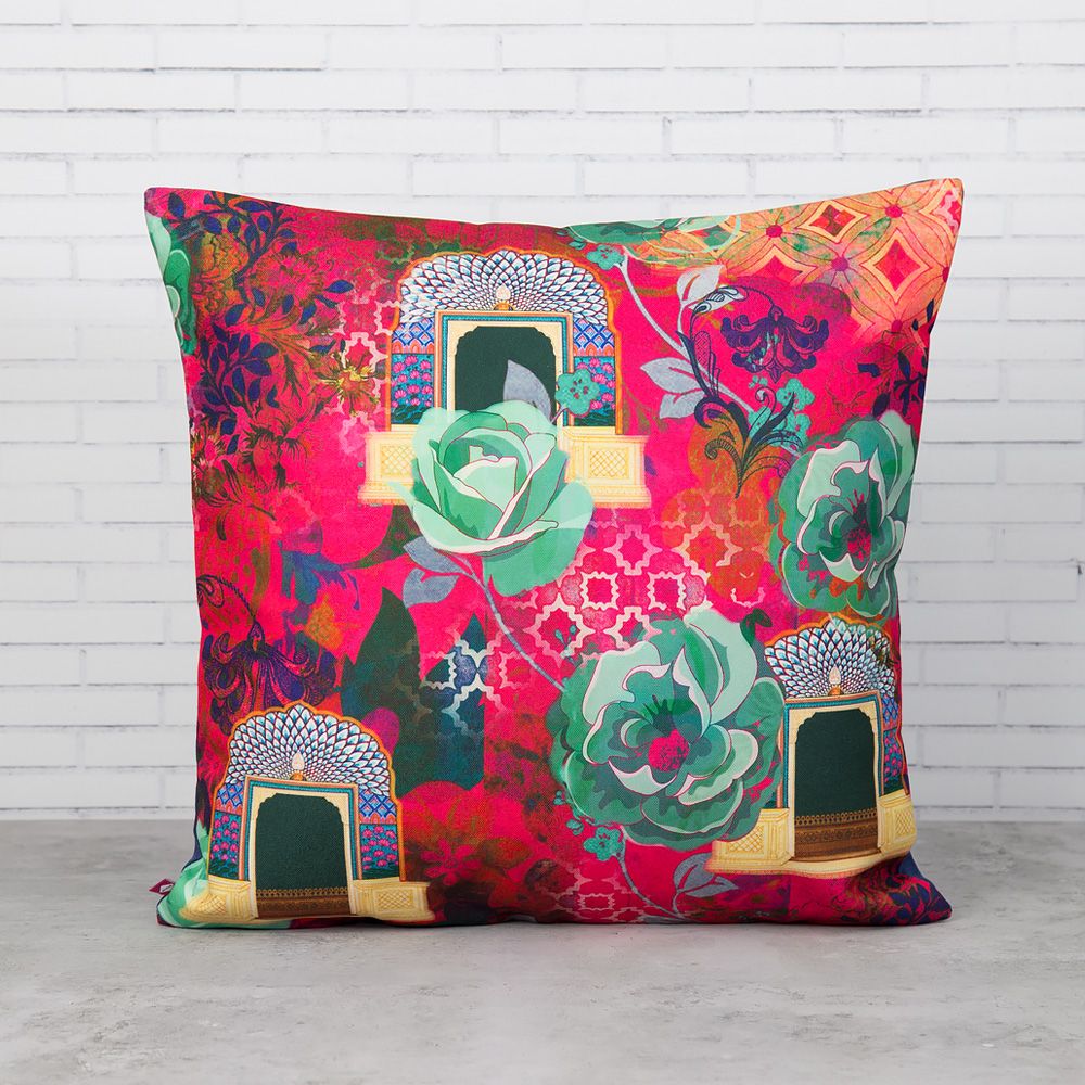 Fuchsia Aftershock Poly Canvas Cushion Cover