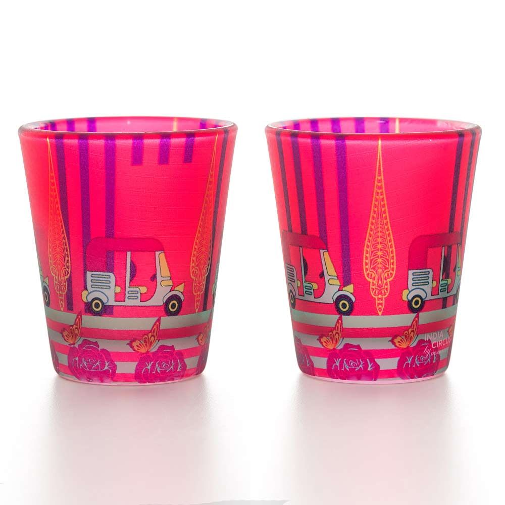 Three Wheeled Coupe Frosted Shot Glasses (Set of 2)