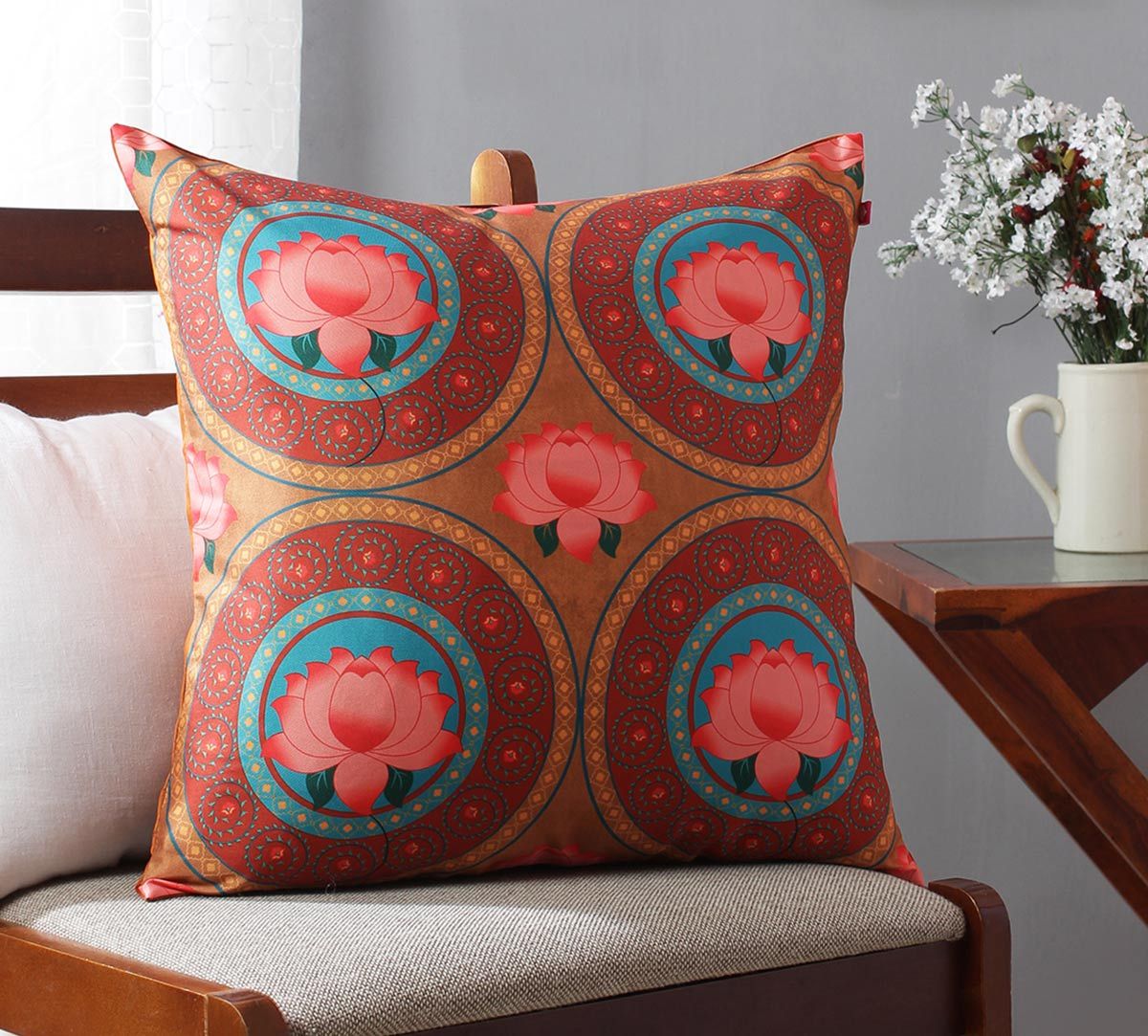India Circus Amber Platter Symmetry Blended Taf Silk Cushion Cover