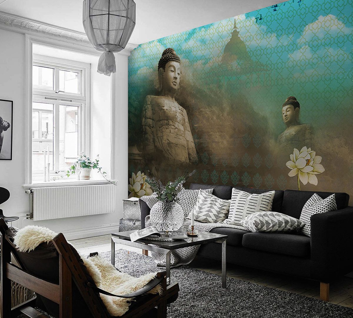 Buddha's Heart Sutra - Turquoise Wallpaper