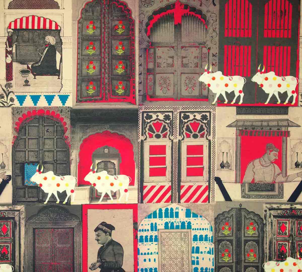 India Circus by Krsnaa Mehta Doors of Mystical  Wonder Fabric