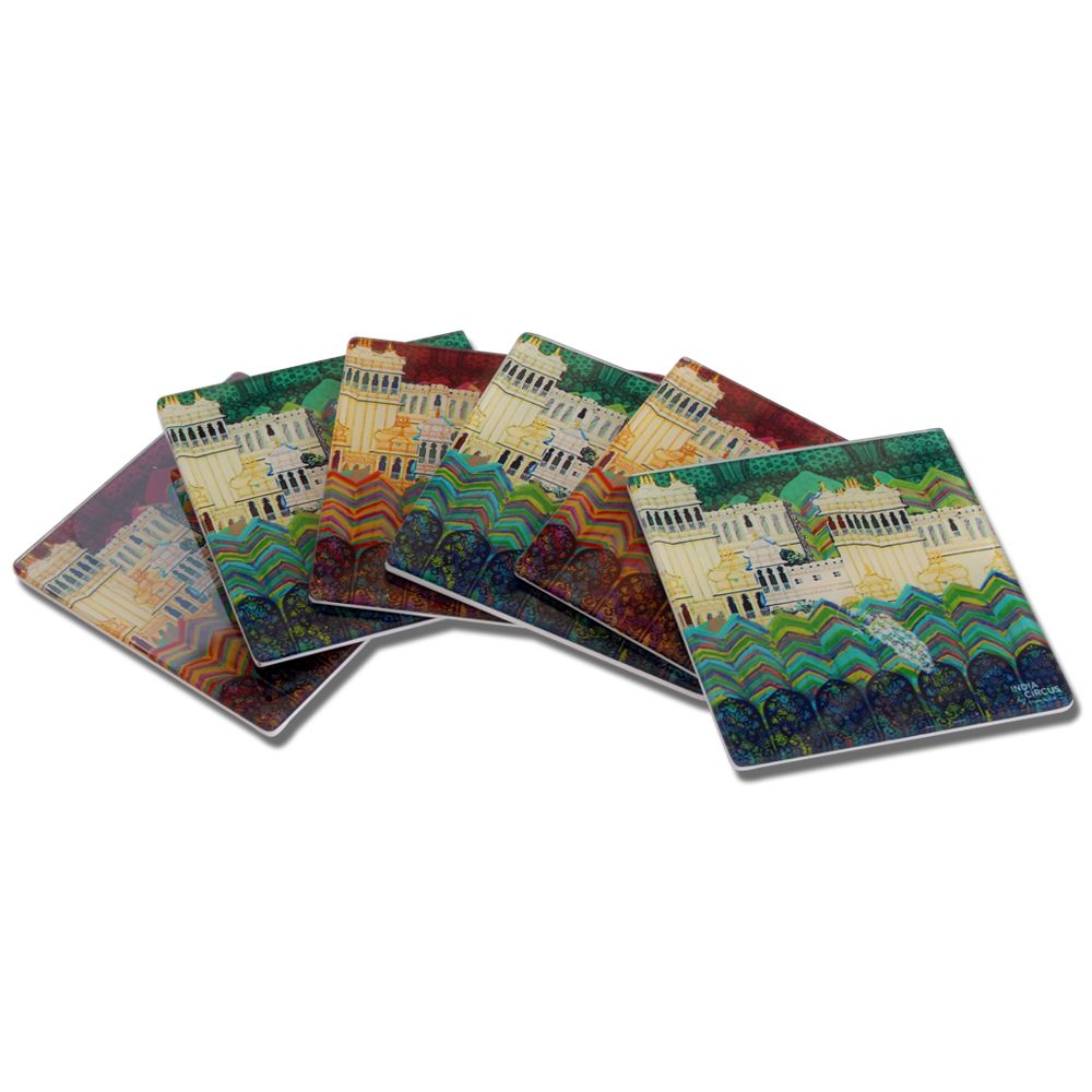 Neo Nawab Elegant Mahal Acrylic Coasters - (Set of 6)