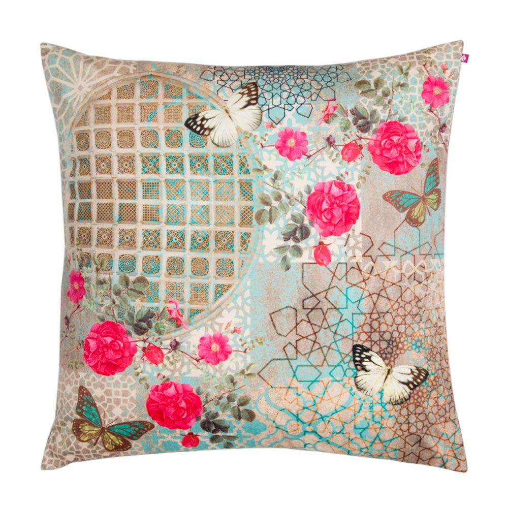 Floral Trance Poly Velvet Floor Cushion Cover
