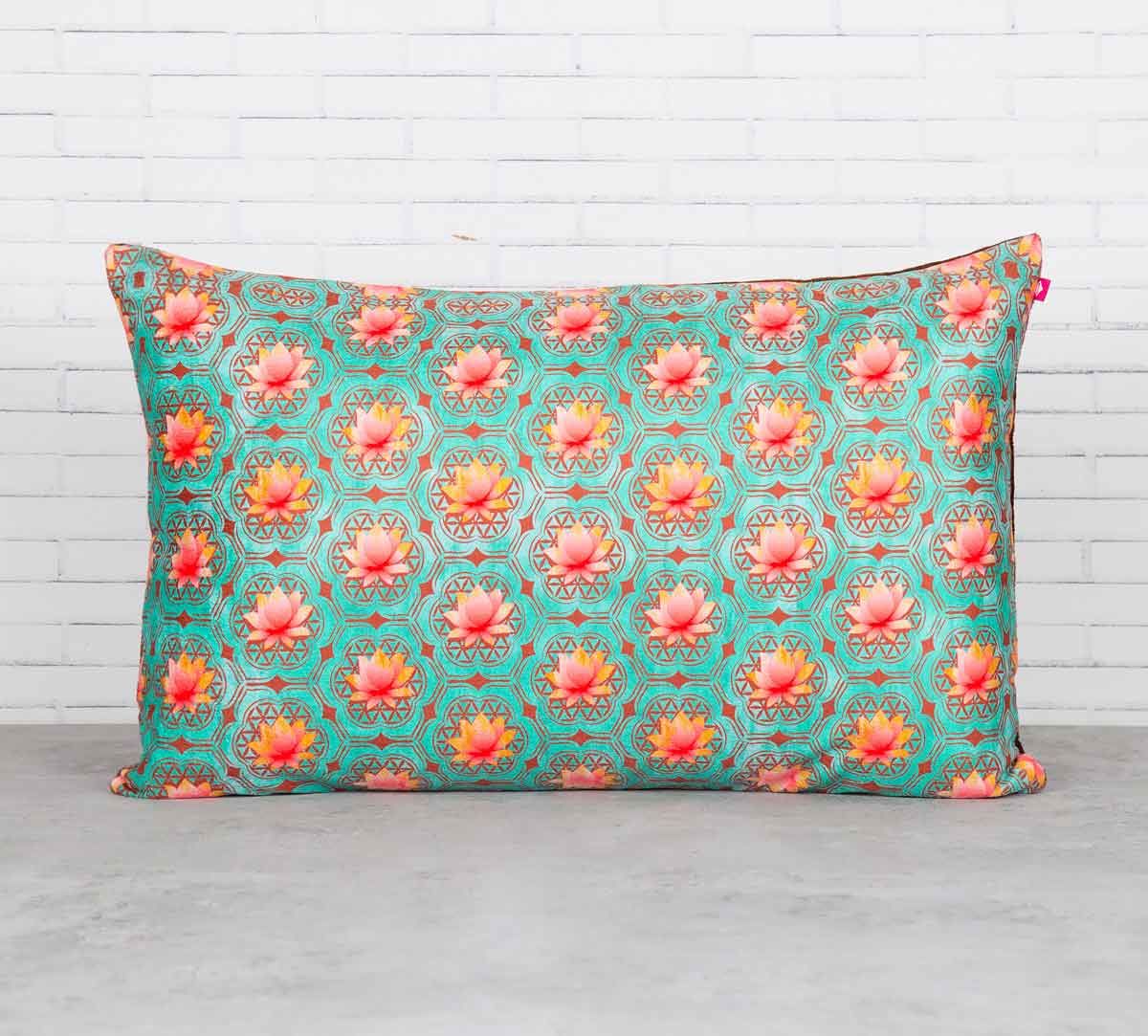 India Circus Abstract Lotus Reiteration Blended Velvet Cushion Cover