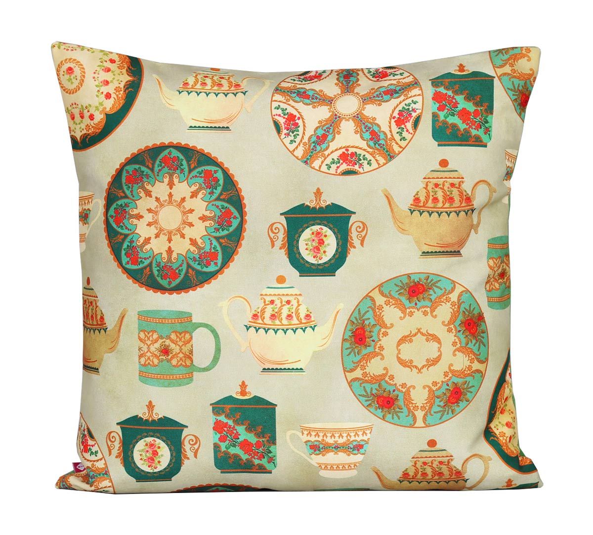 India Circus All About Tea Canvas Cushion Cover