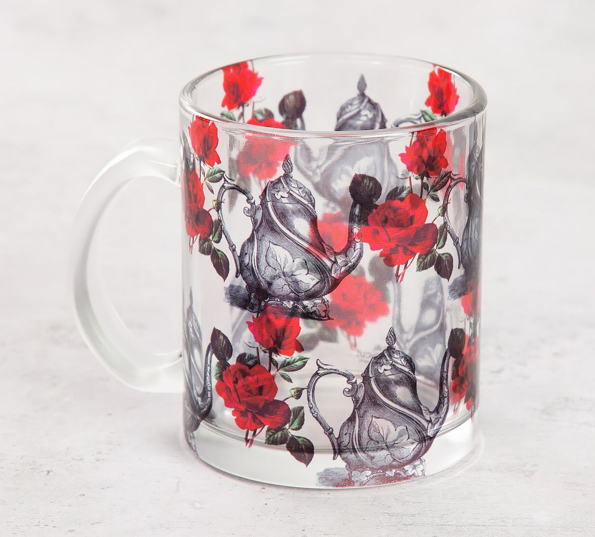 India Circus Beige Mystic Rose Kettles Glass Mug