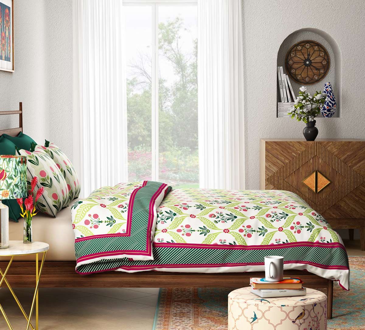 India Circus Blooming Dahlia Quilted Bed Cover Set