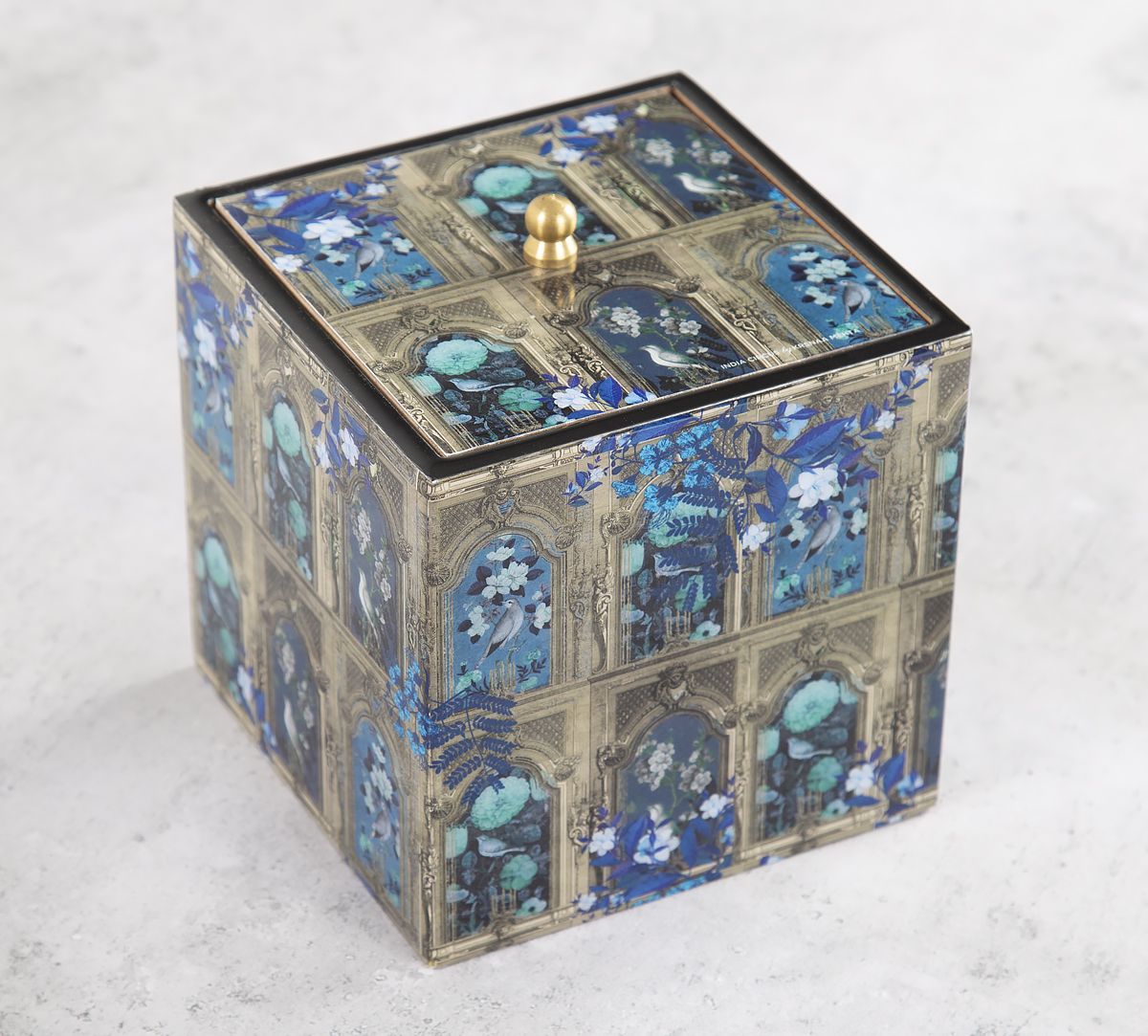 India Circus Blue Departed Memoirs Square Storage Box