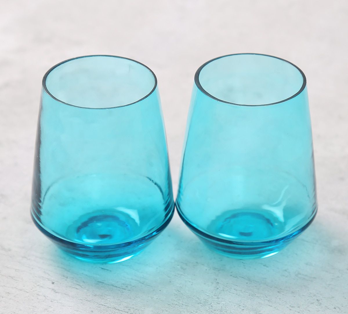 India Circus Blue Round Bottom Drinking Glass (Set of 2)