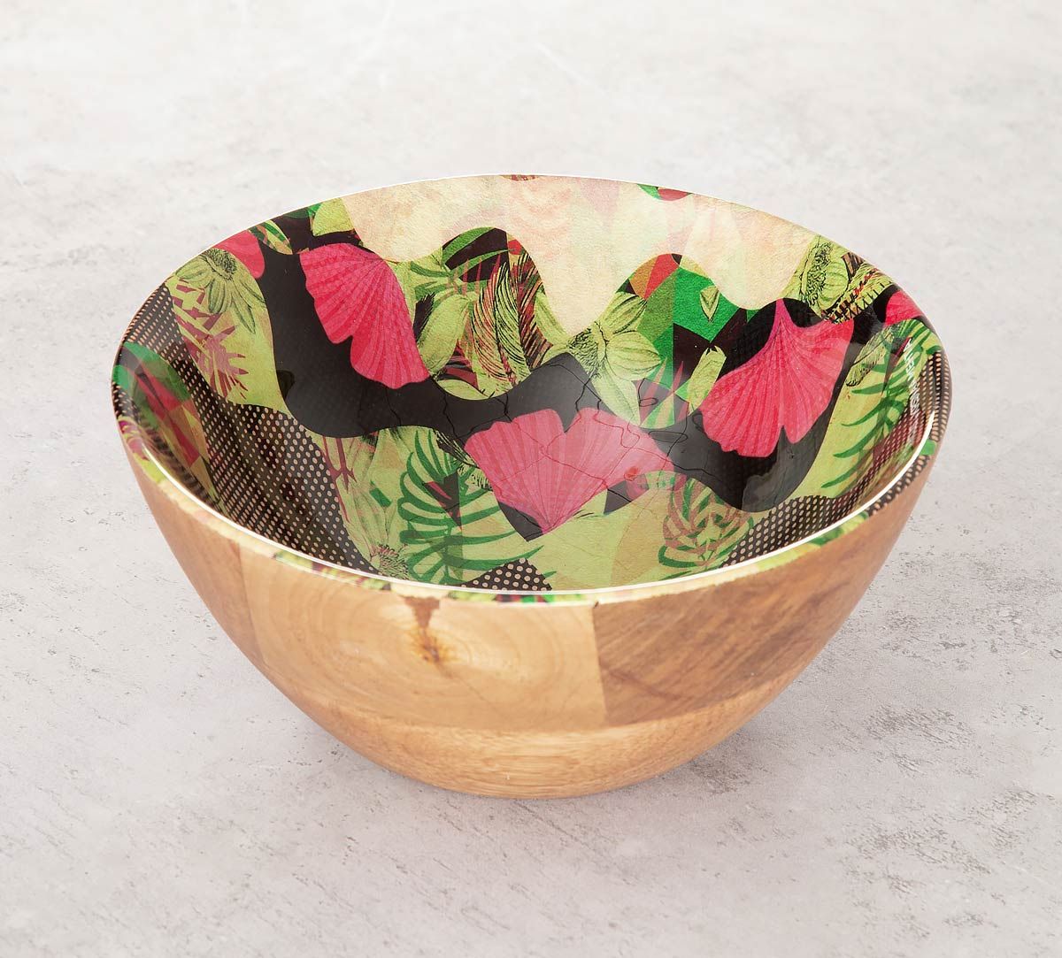 India Circus Bubbled Illusion Wooden Bowl