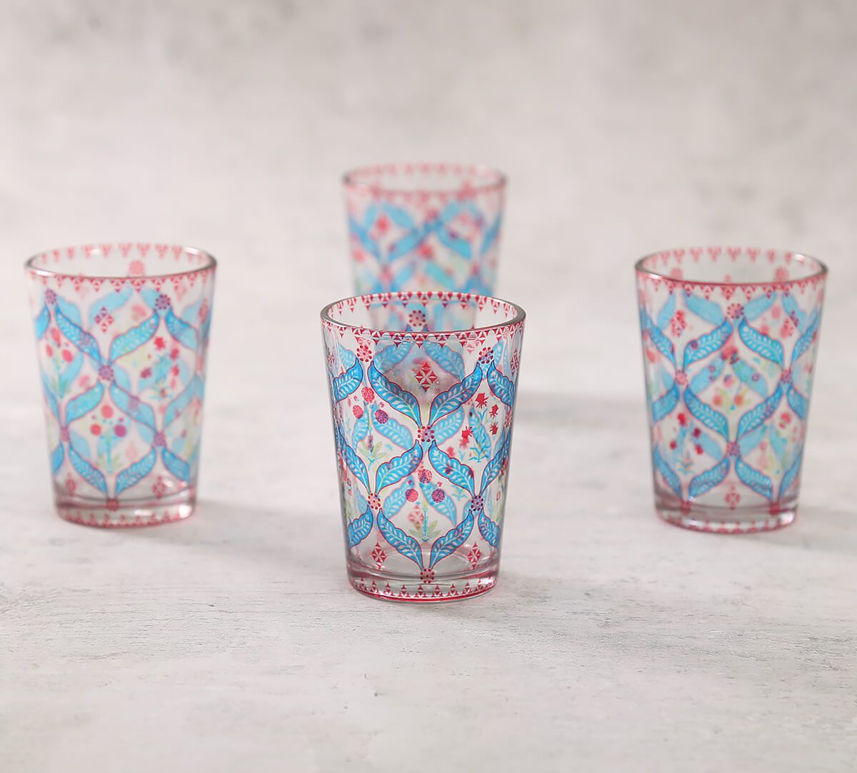 India Circus by Krsnaa Meha Blooming Dahlia Chai Glass Set of 4