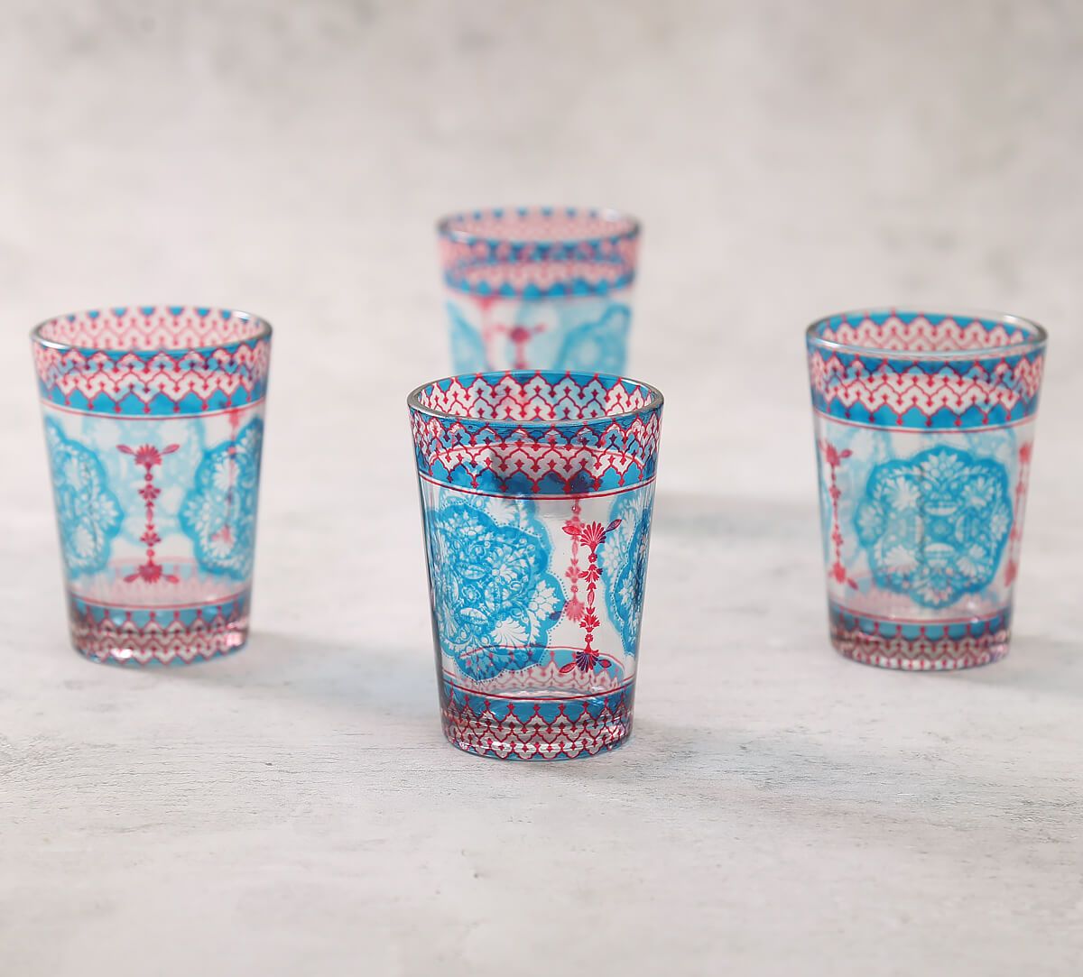 India Circus by Krsnaa Meha Modern Loom Infinity Chai Glass Set of 4