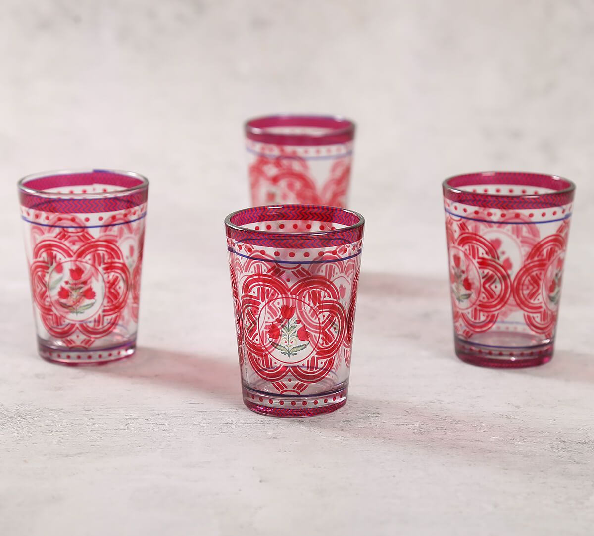 India Circus by Krsnaa Meha Rosebud Bloom Chai Glass Set of 4