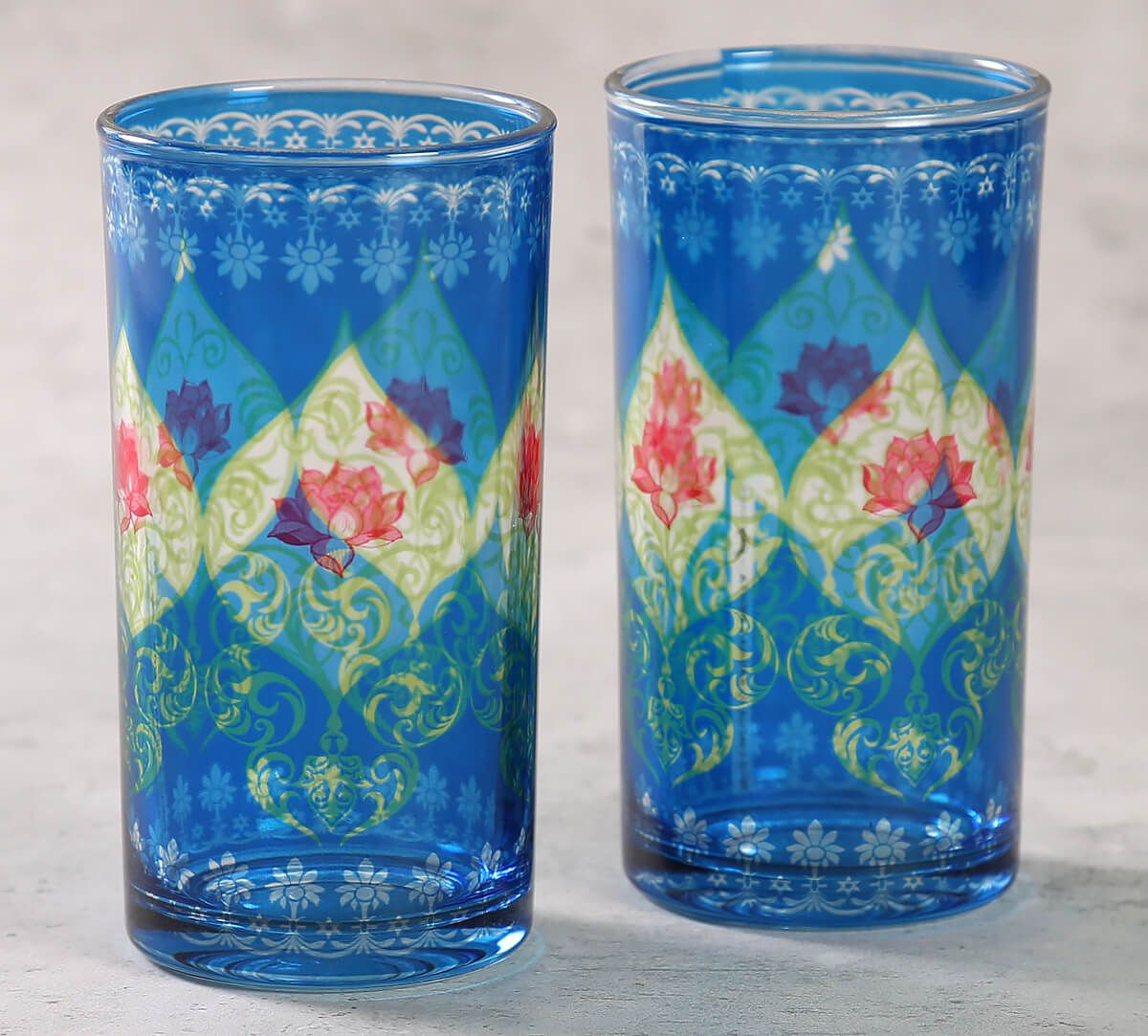 India Circus by Krsnaa Mehta Beryl fir Glass Tumbler Set of 2