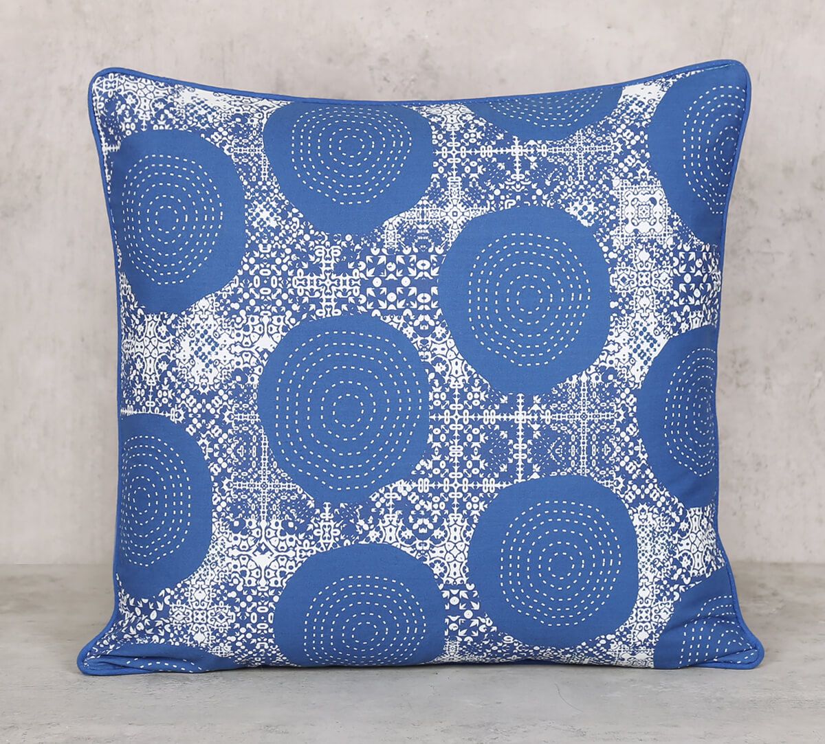 India Circus by Krsnaa Mehta Beryl indigo Cotton Poplin Cushion Cover