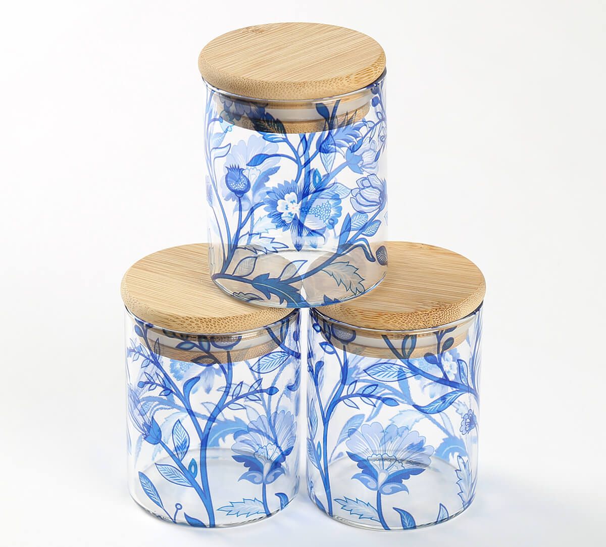 India Circus by Krsnaa Mehta Blaue Blume Glass Jars Set of 3