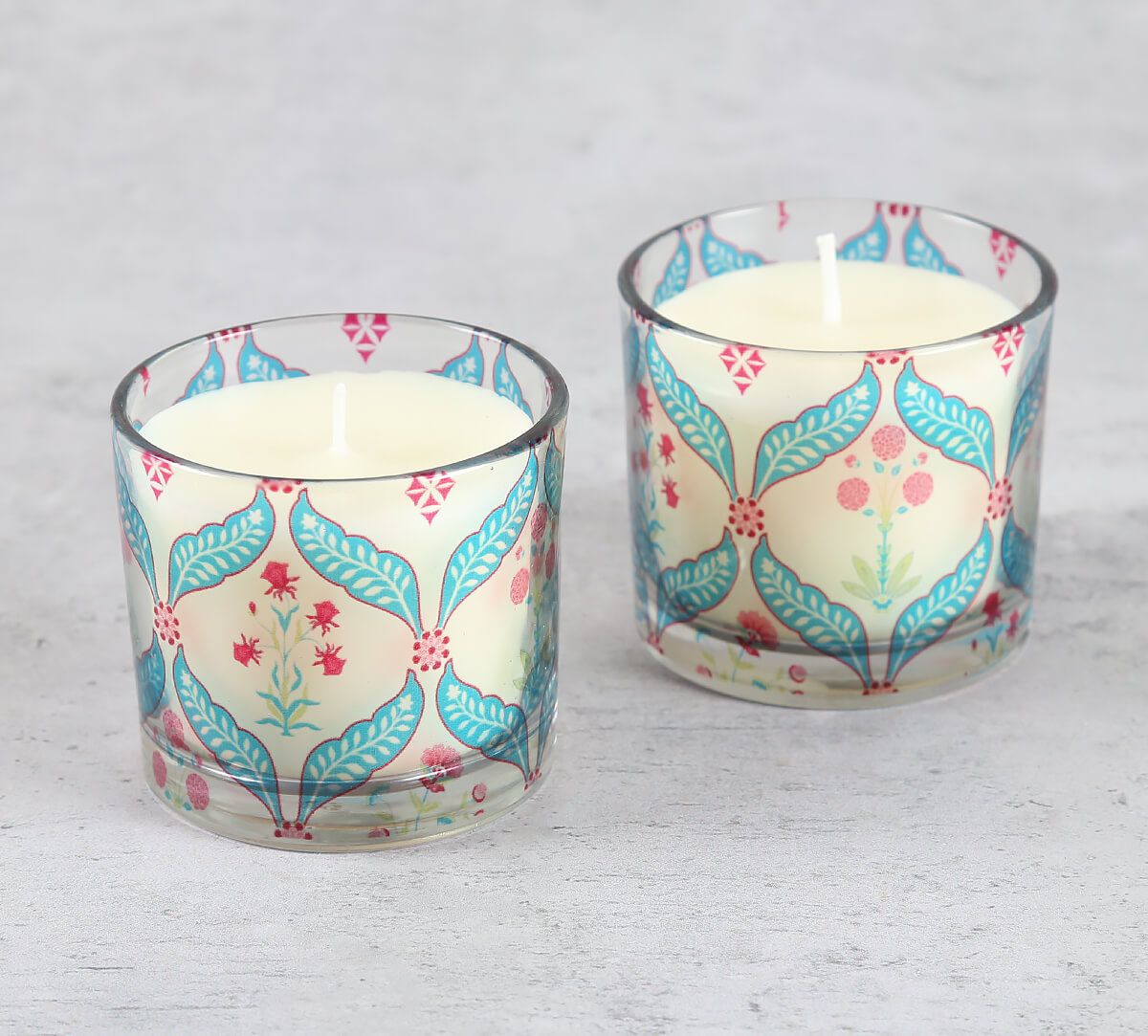 India Circus by Krsnaa Mehta Blooming Dahlia Cylindrical Candle Votive Set of 2