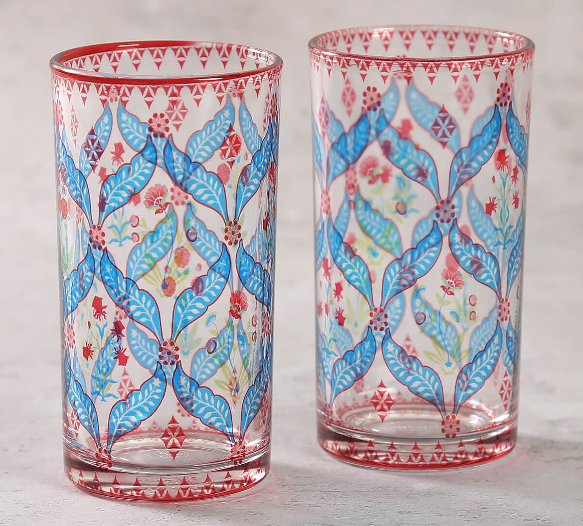 India Circus by Krsnaa Mehta Blooming Dahlia Glass Tumbler Set of 2