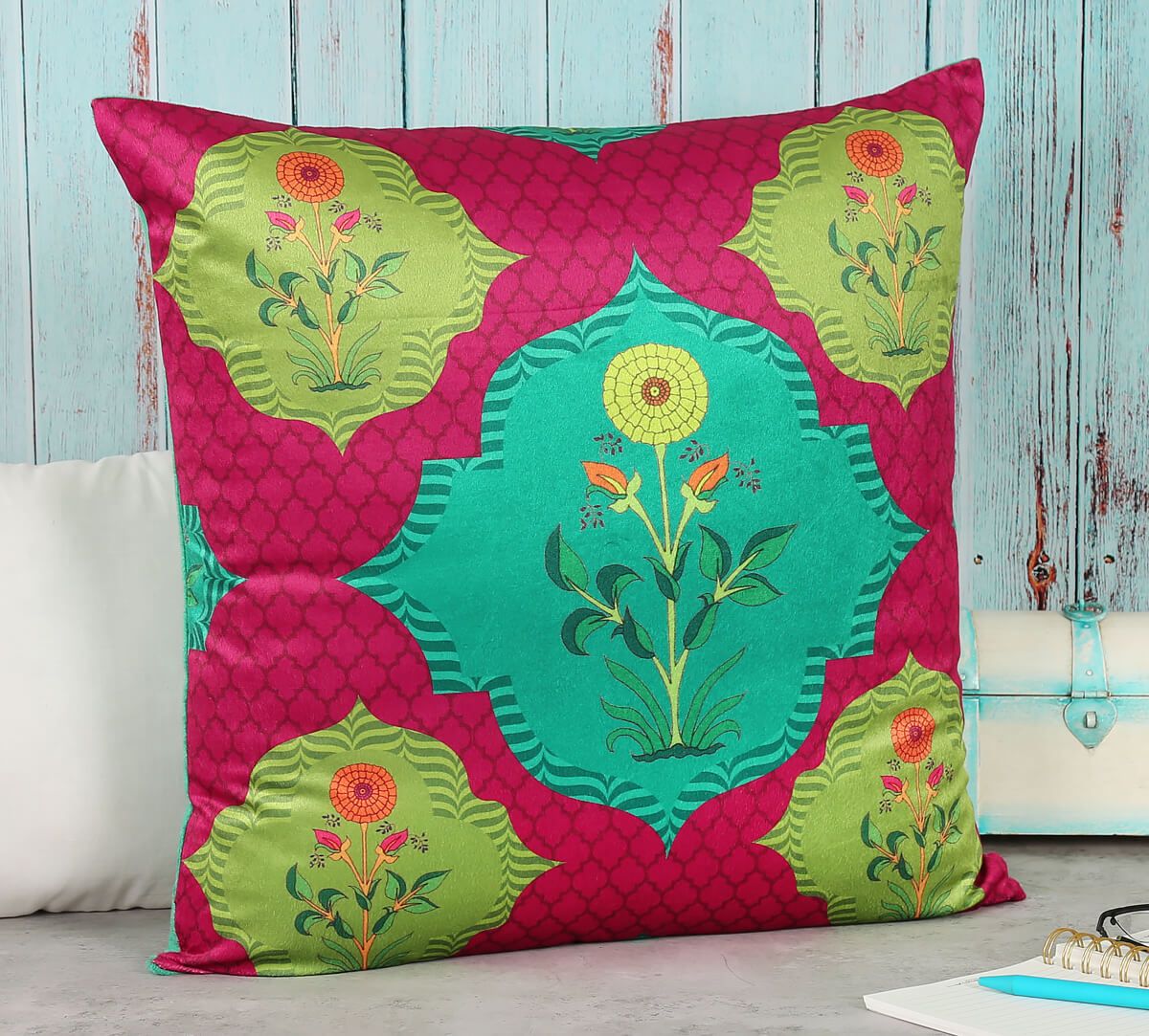 India Circus by Krsnaa Mehta Blossom Tales Blended Velvet Cushion Cover