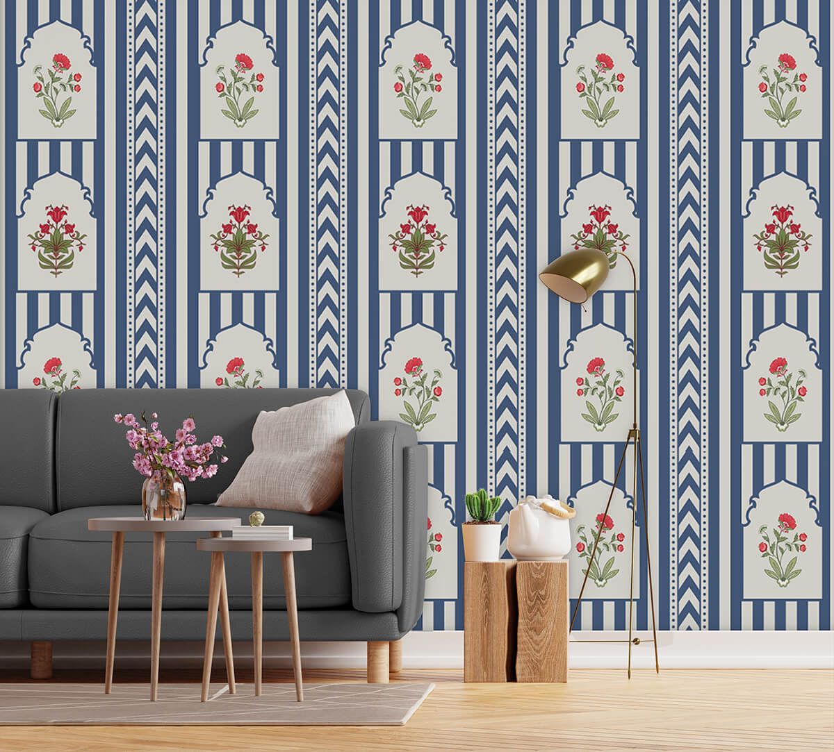 The Perfect Stripe Wallpaper in Hydrangea Blue  Lo Home