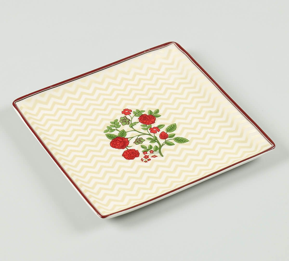India Circus by Krsnaa Mehta Chevron Poppy Flower Small Platter