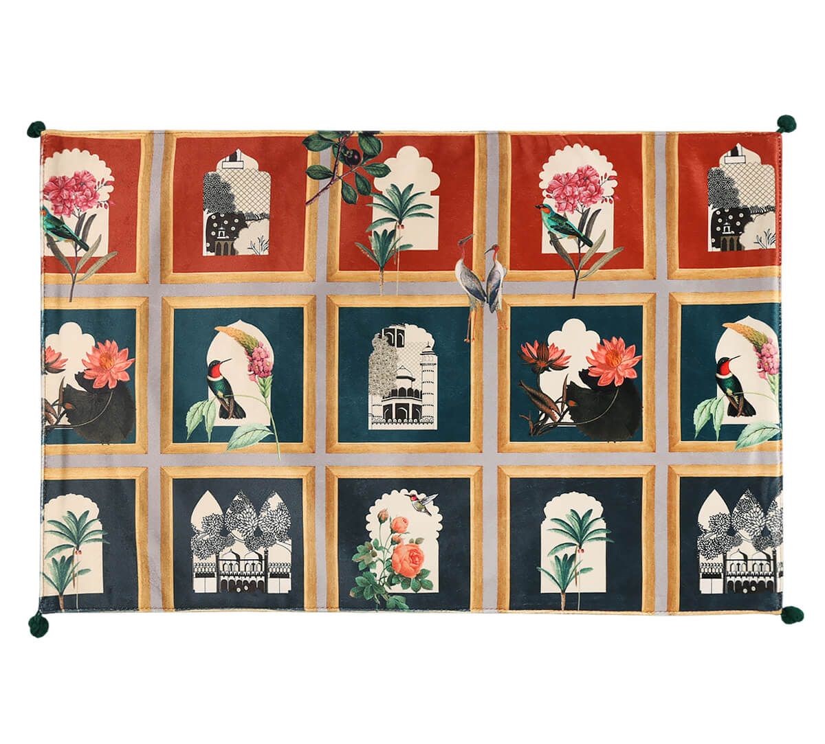 India Circus by Krsnaa Mehta Fluttering Blooms Micro Velvet Table Mats Set of 6