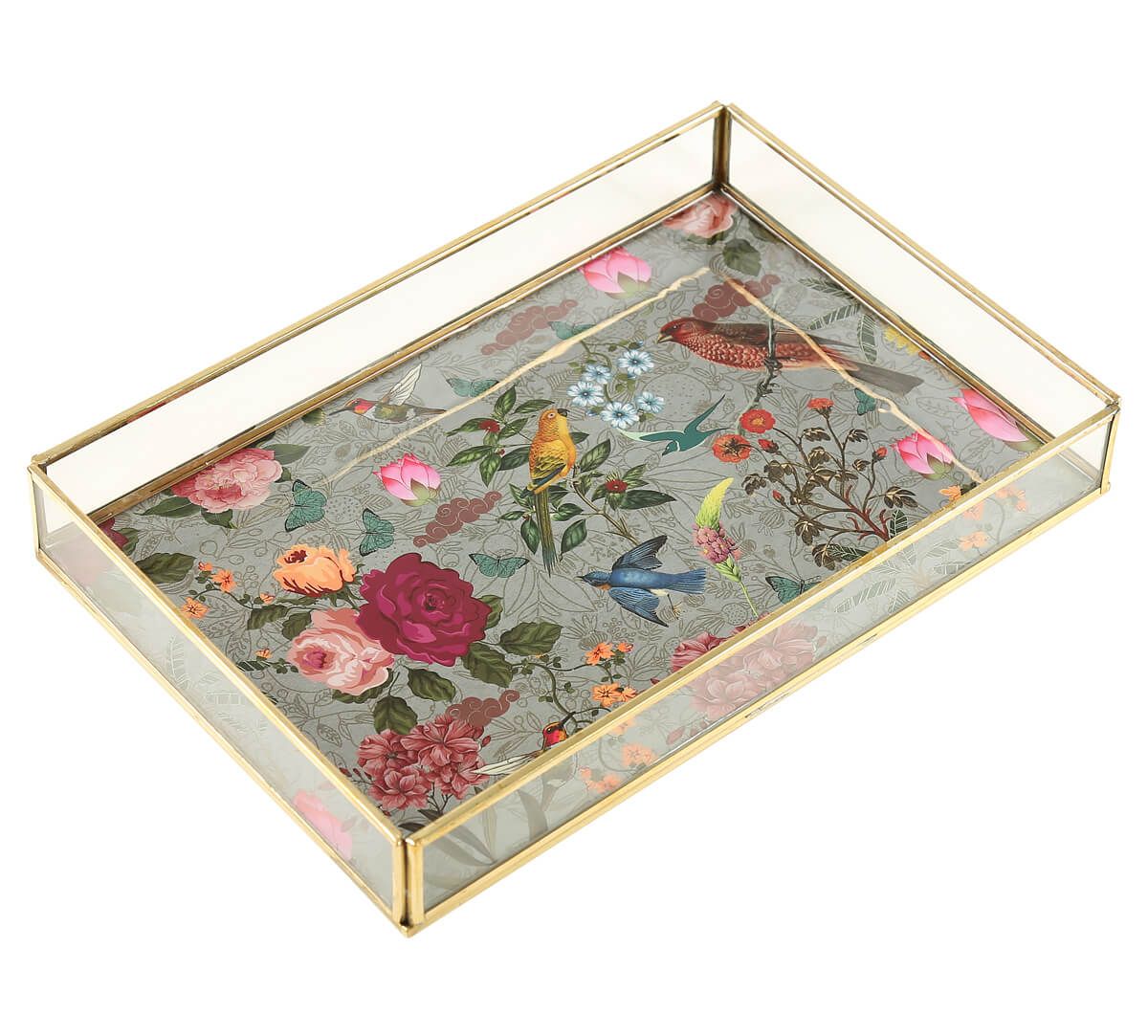 India Circus by Krsnaa Mehta Grey Bird Rectangle Tray