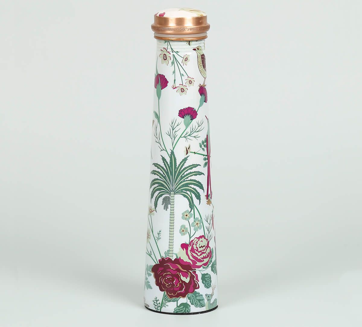 India Circus by Krsnaa Mehta Grey Floral Galore Tapered Copper Bottle