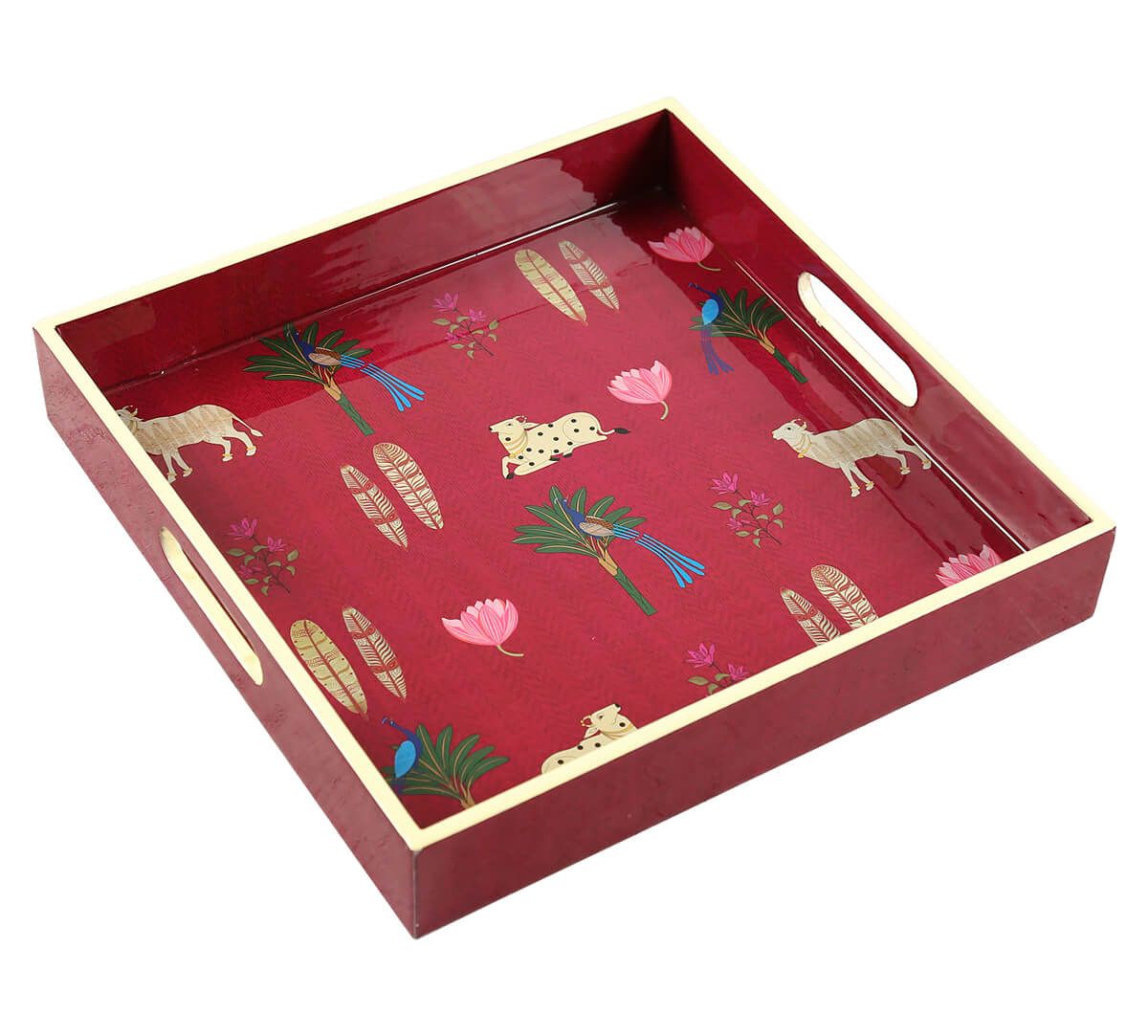 India Circus by Krsnaa Mehta Magenta Biome Mystique MDF Square Tray