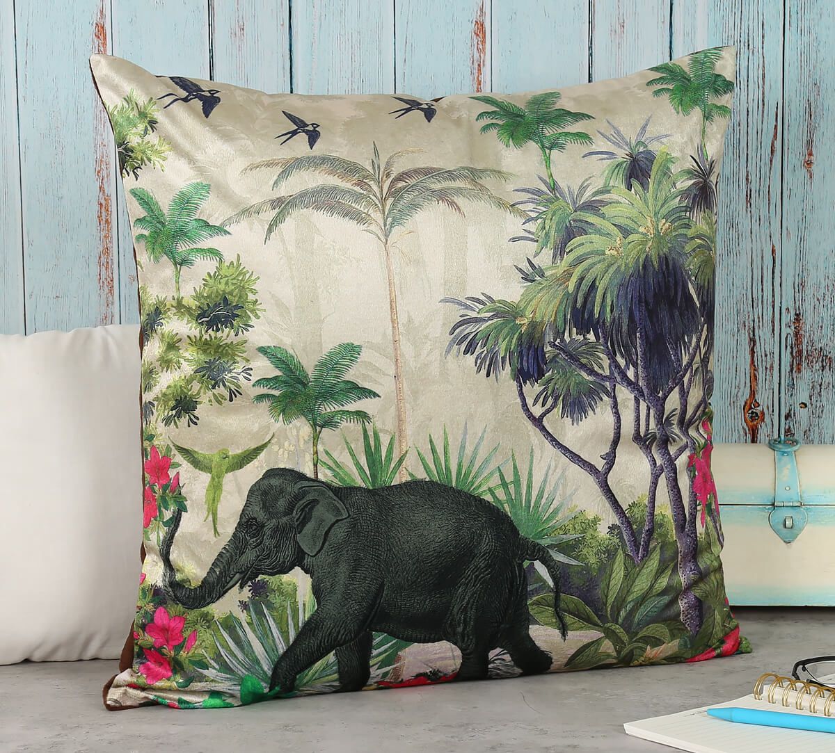 India Circus by Krsnaa Mehta Manoeuvres in the Nature Blended Velvet Cushion Cover