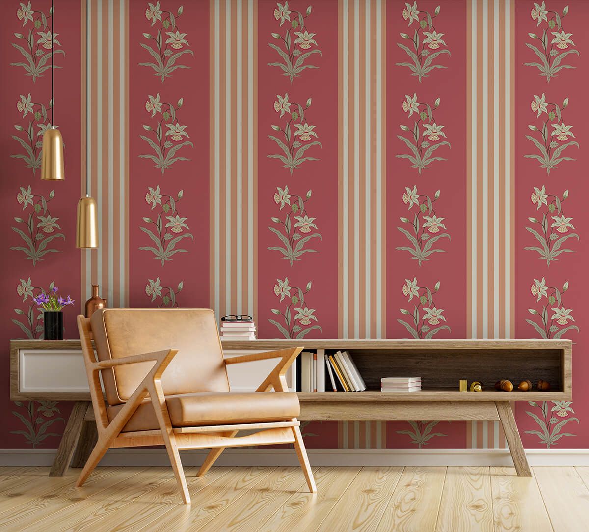 Indian Hand Painted Look Floral Design Wallpaper  lifencolors