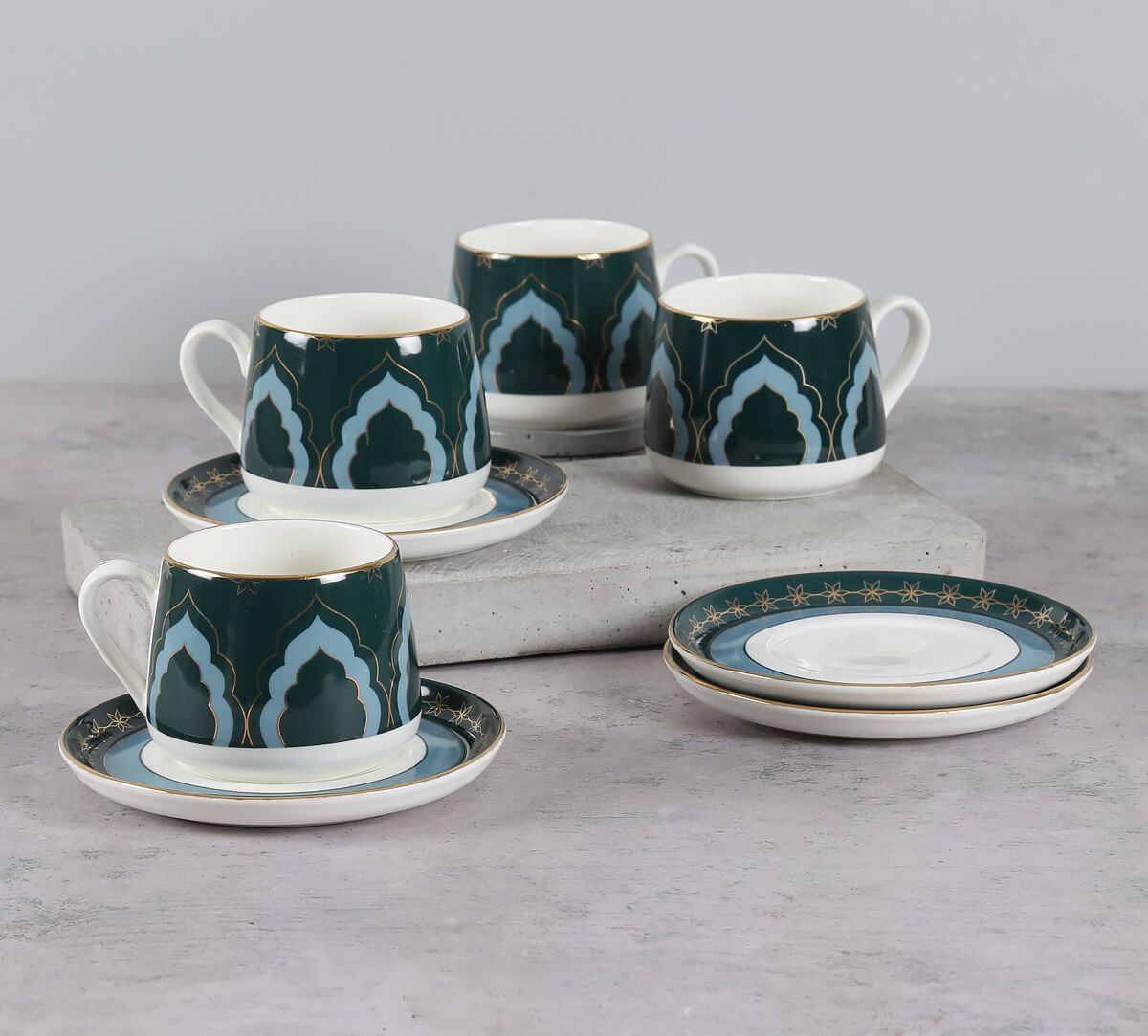 India Circus by Krsnaa Mehta Nature's Bloom Cup and Saucer Set of 4
