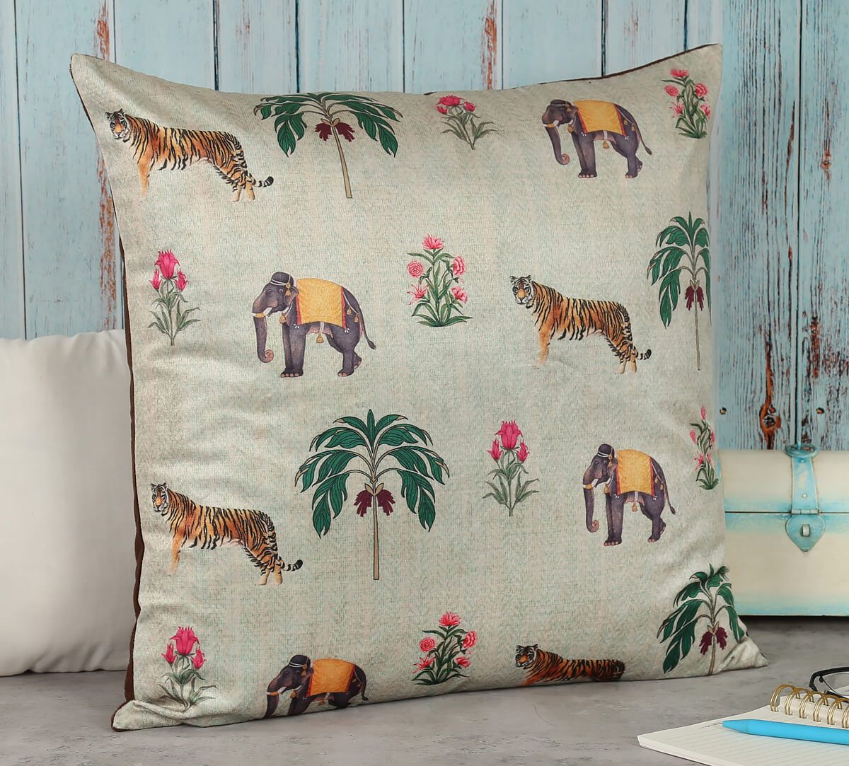 India Circus by Krsnaa Mehta Poetic Disposition Blended Velvet Cushion Cover