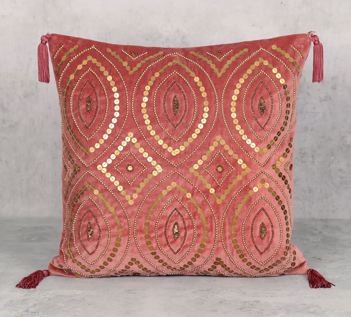 India Circus by Krsnaa Mehta Salmon Decorated Adorn Cushion Cover