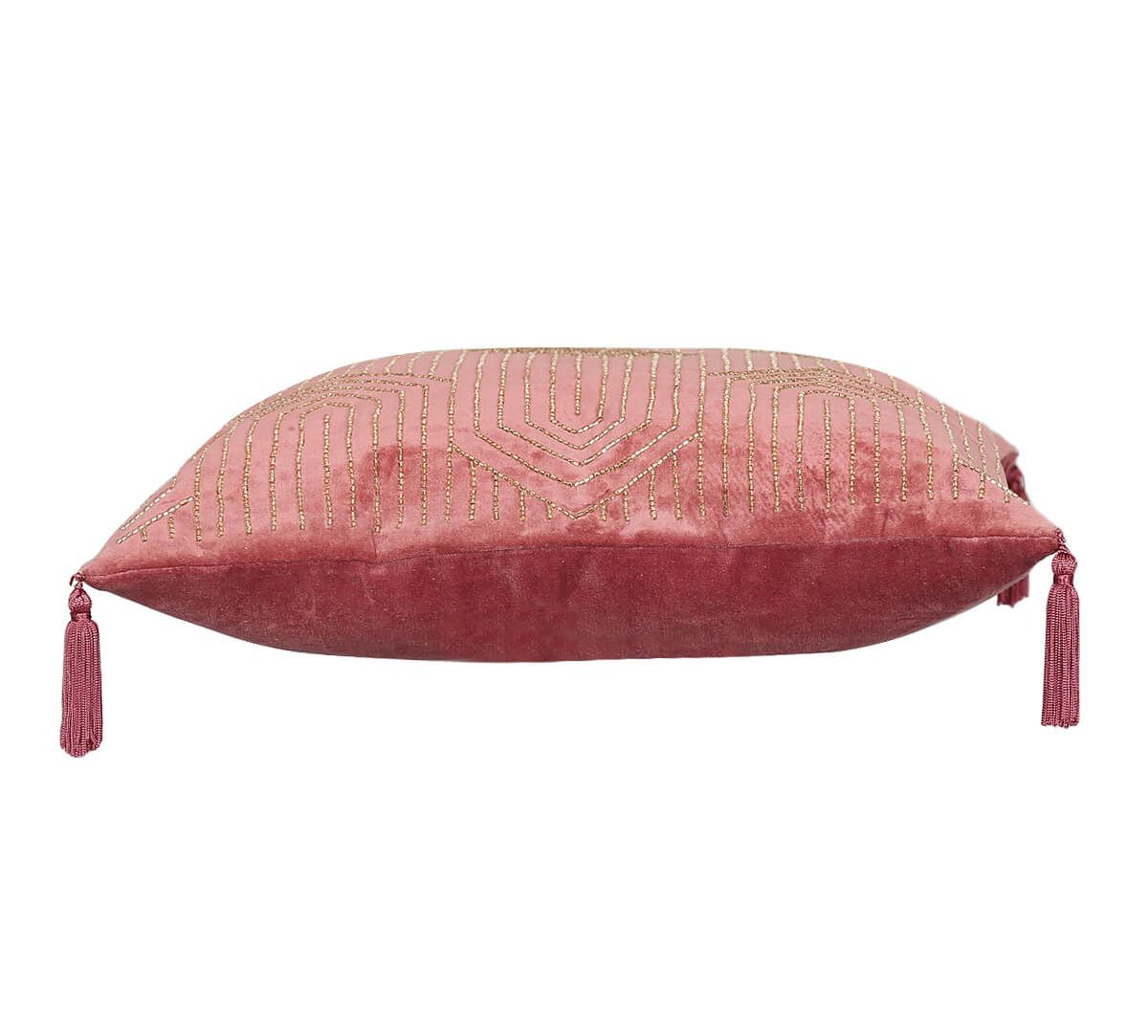 India Circus by Krsnaa Mehta Salmon Luxurious Drape Cushion Cover