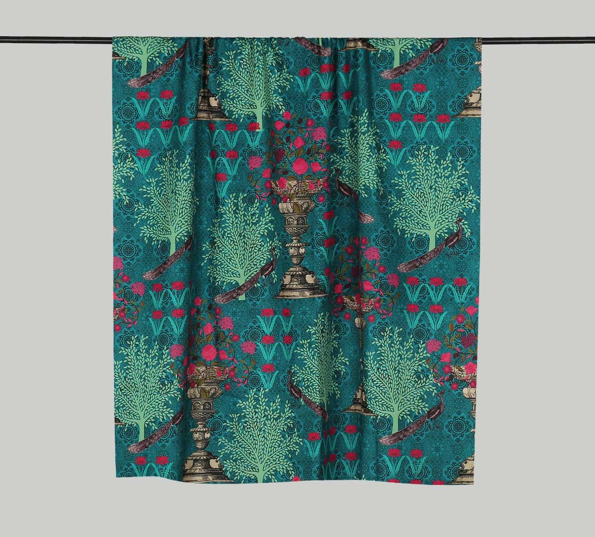 India Circus by Krsnaa Mehta Sea Green Floral Pillar Crest Fabric