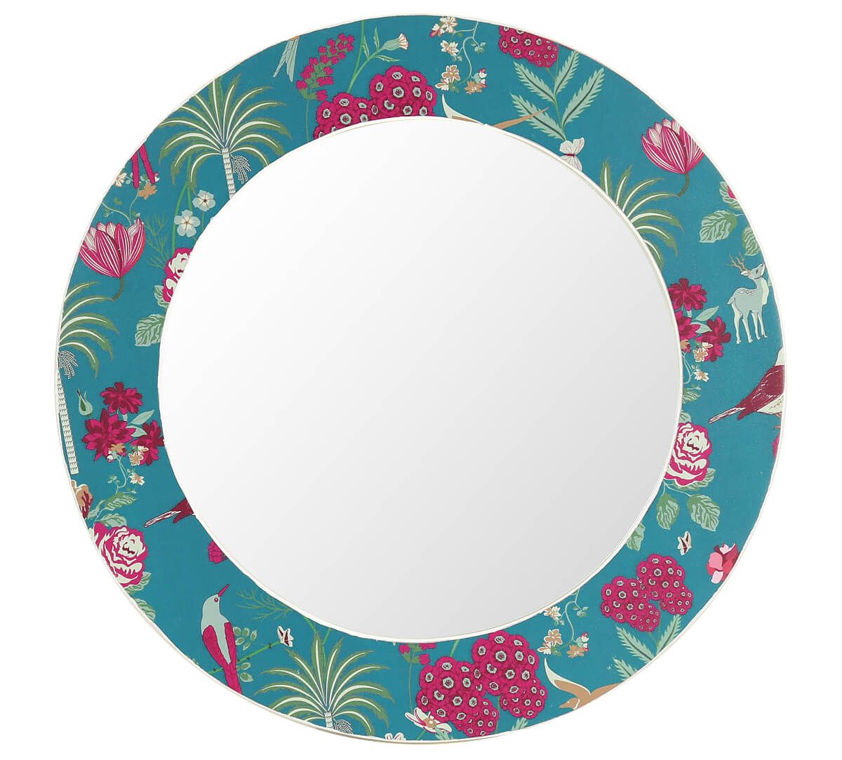 India Circus by Krsnaa Mehta Teal Floral Galore Wall Mirror