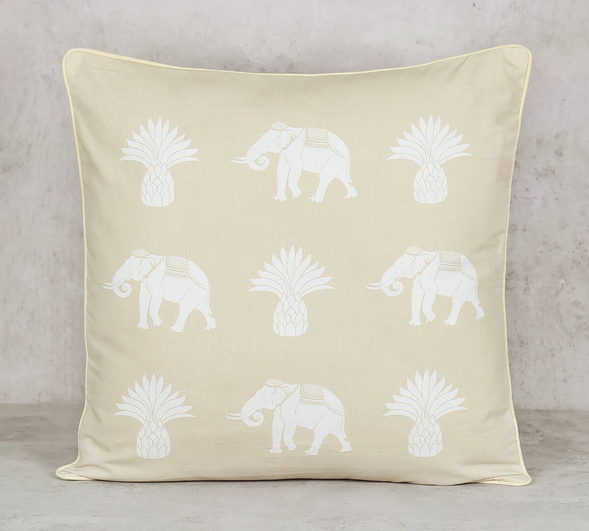 India Circus by Krsnaa Mehta Tusker Tropics Cotton Poplin Cushion Cover