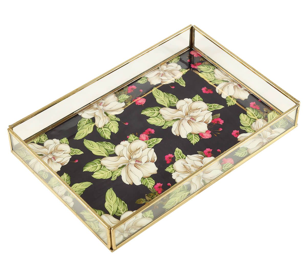 India Circus by Krsnaa Mehta White Rose Allure Rectangle Tray