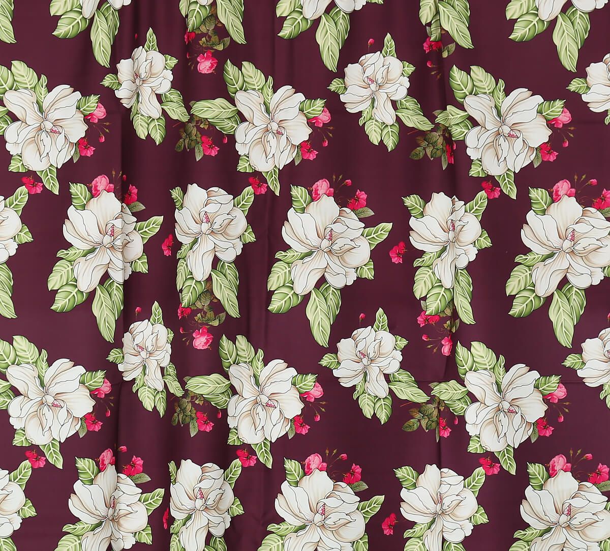 India Circus by Krsnaa Mehta White Rose Allure Walnut Fabric