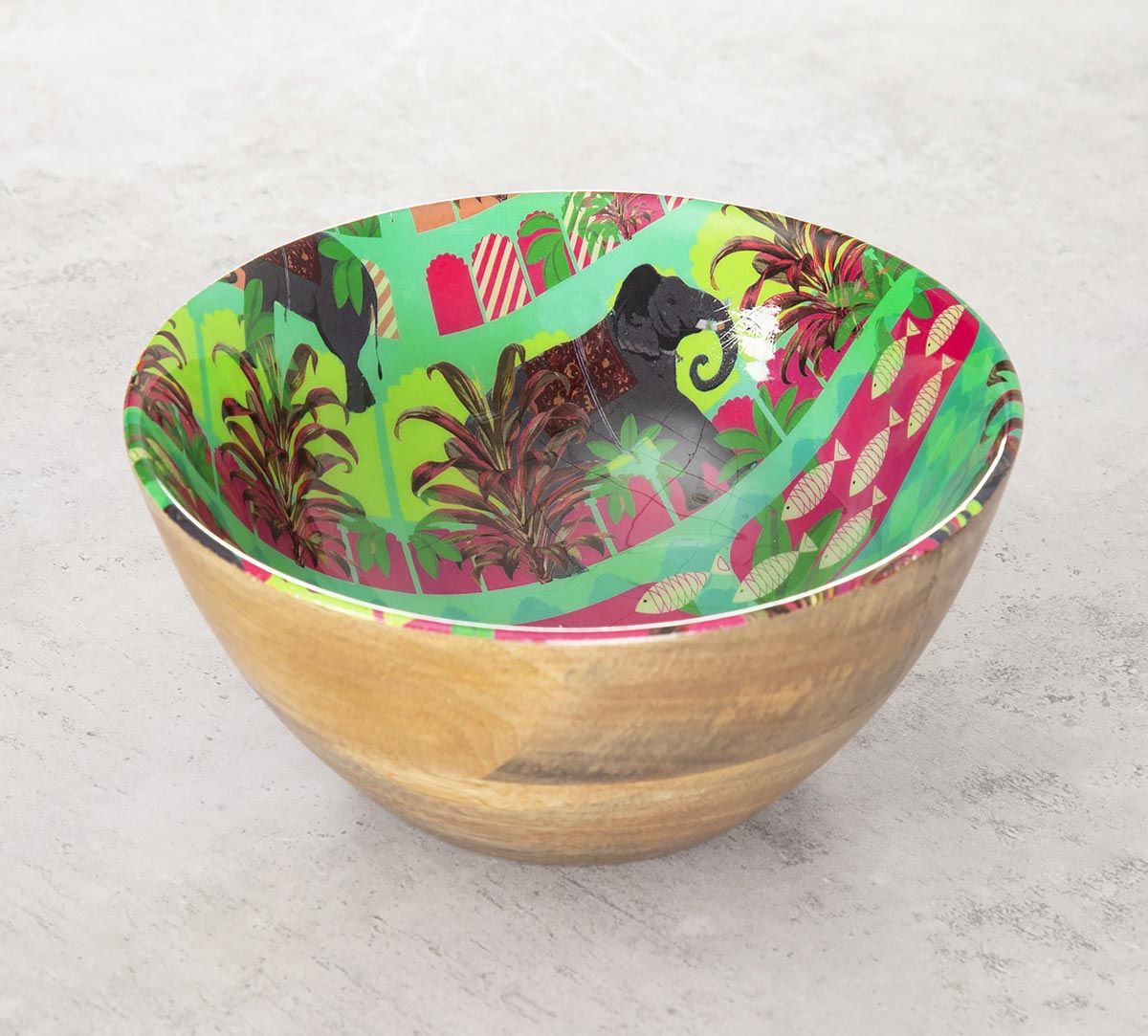 India Circus Countryside Tusker Wooden Bowl