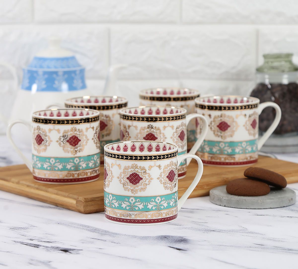 India Circus Enchanted Waves Coffee Mug Set of 6