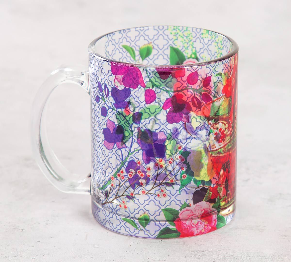 India Circus Floral Cup Illusion Glass Mug