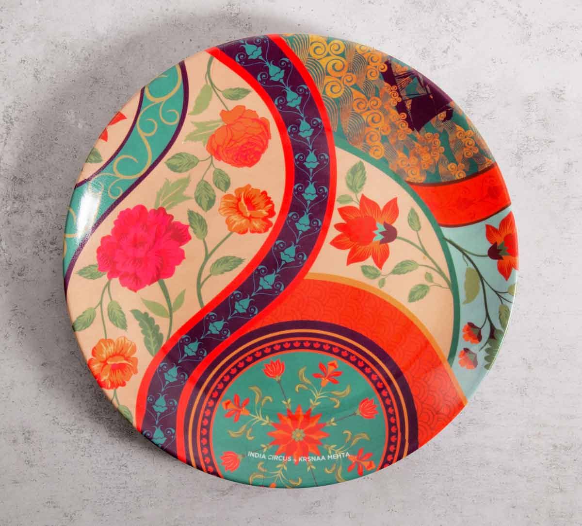 India Circus Floral Embroidery 10 inch Decorative and Snacks Platter