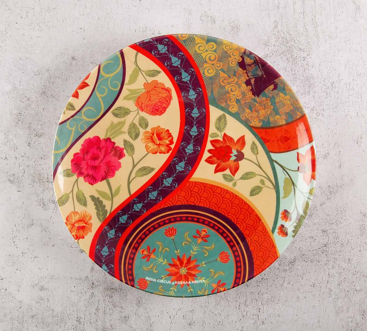 India Circus Floral Embroidery 8 inch Decorative and Snacks Platter