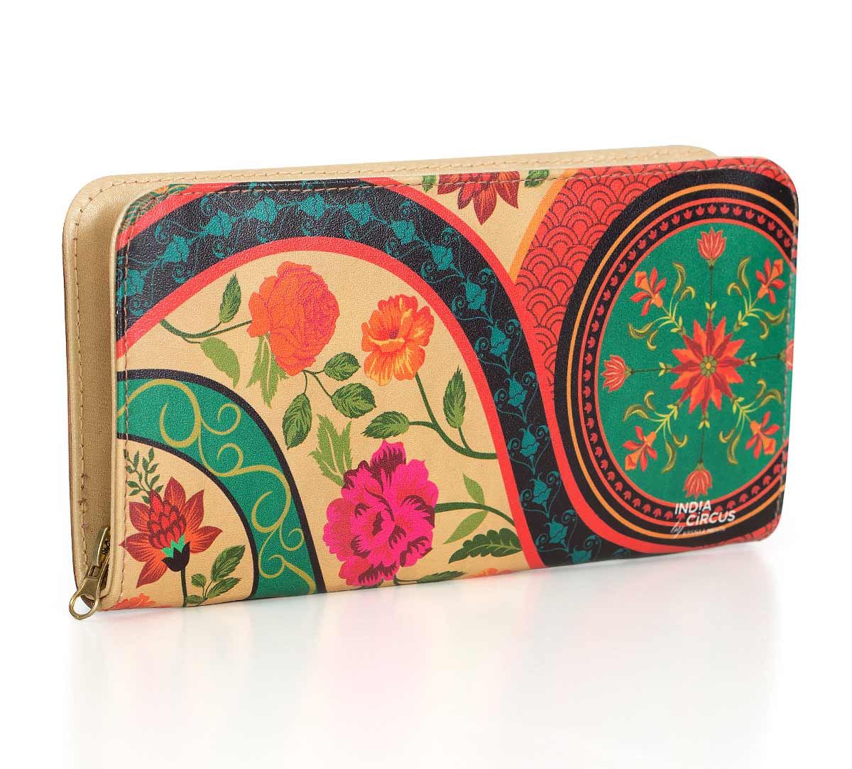 India Circus Floral Embroidery Ladies Zipper Wallet